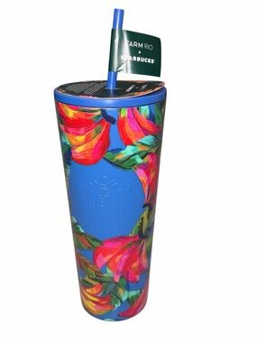 NEW Farm Rio X Starbucks Mezcla De Platano Azul 24oz Cold Cup Tumbler 2025